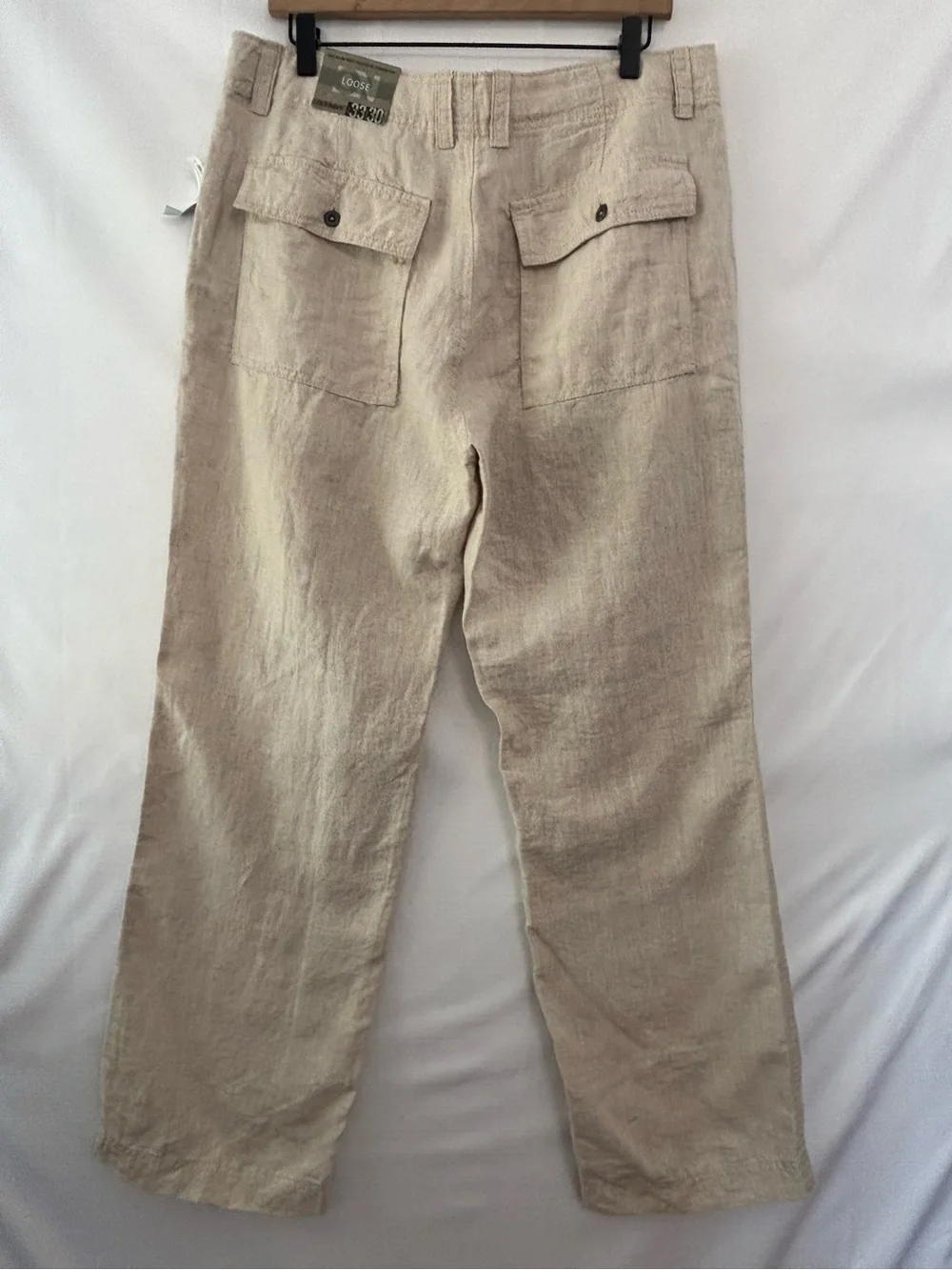 OLD NAVY NWT Beige Loose Fit Linen Pants Size 33 x 30
